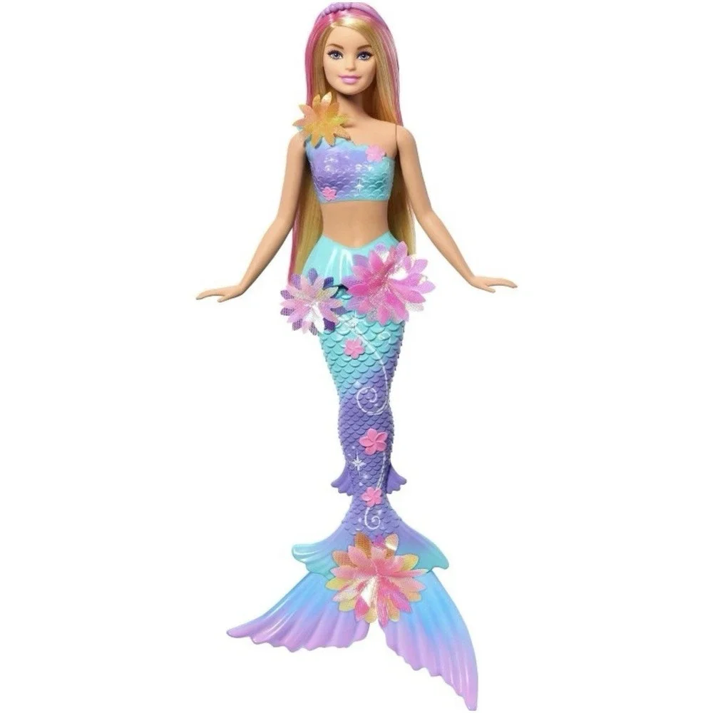 Barbie Flower Magic Mermaid Doll Surprise Blooming Flowers Long Hair Blonde Pink